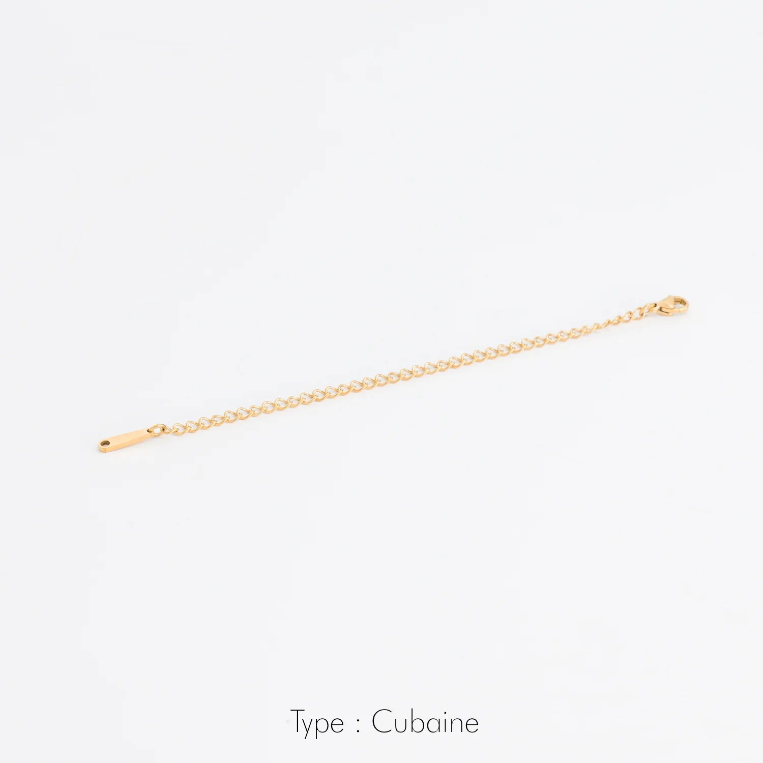 Chaine d’extension Acier inoxydable Or / 3cm Maille Cubaine Jardin des Bijoux